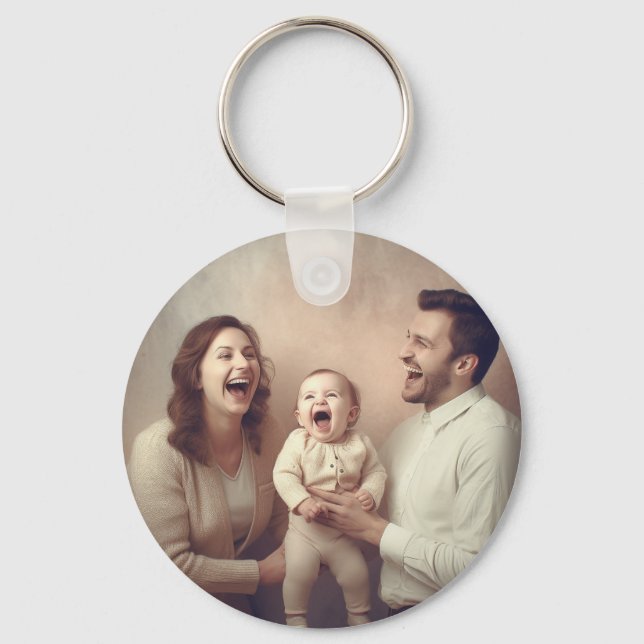 Porte-clés Famille mignonne personnalisée et bébé Photo et (Recto)