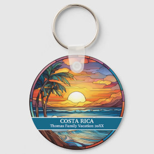 Porte-clés Famille Personnalisée Costa Rica Voyage Faux Verre