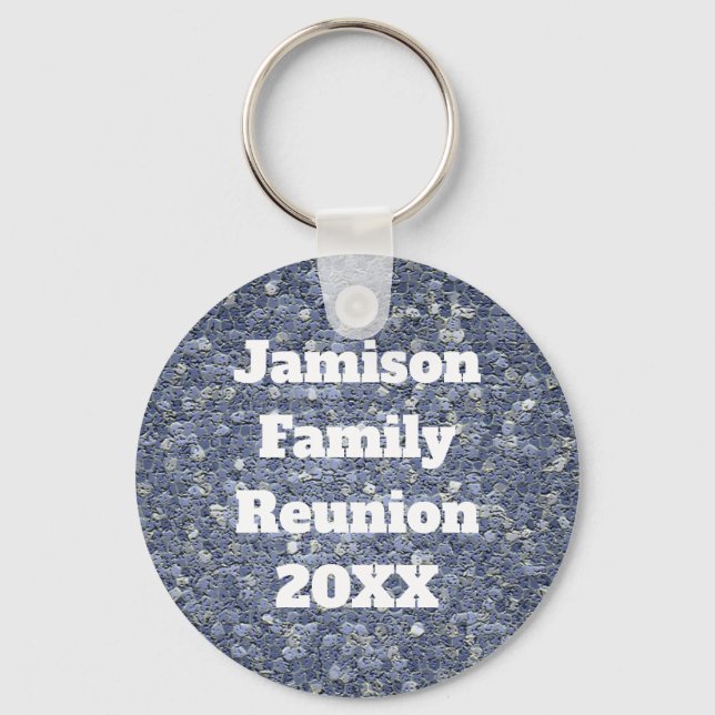 Porte-clés Famille Réunion Blue Grey Mosaïque Keepsaké (Recto)