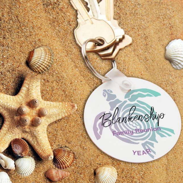 Porte-clés Famille Réunion Pastel Tribal Turseline Keepsaké (Keep memories fresh throughout the year with this personalized tropical family reunion  keychain. )