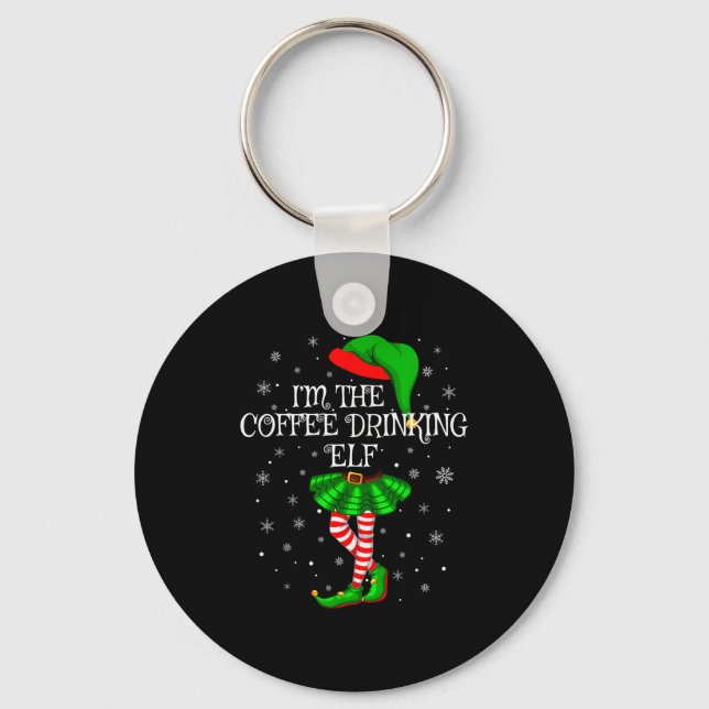 Porte-clés Family Matching Women Girls Coffee Drinking Elf Ch (Recto)