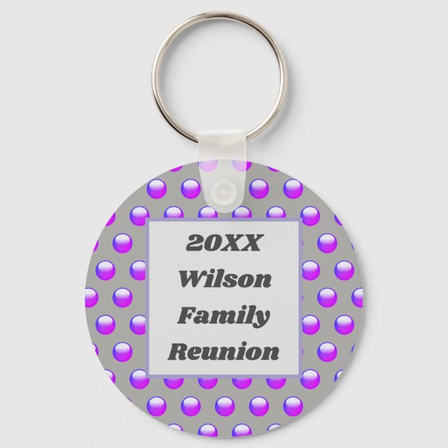 Porte-clés Family Reunion Vibrant Purple Polka Dot Keepsake (Recto)