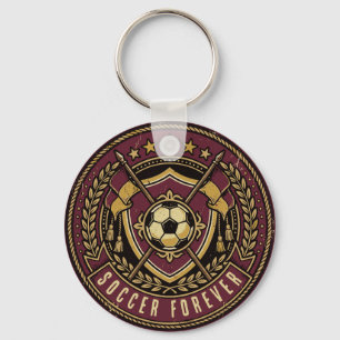 Porte-clés Fan de foot pour toujours ; Blason vintage de foot