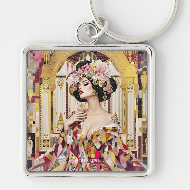 Porte-clés Fantaisie Dame Mignonne Art Déco (Devant)