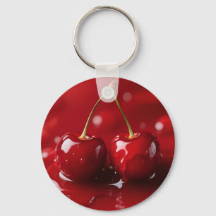 Porte-clés Fantaisie de cerises rouges brillantes au sirop