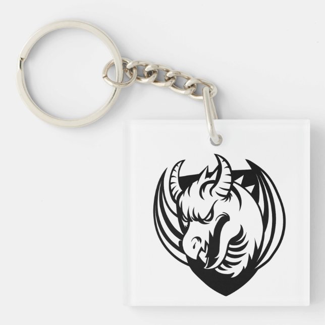 Porte-clés fantaisie Dragon Noir (Devant)