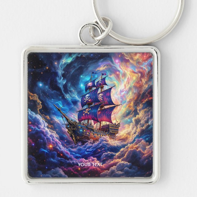 Porte-clés Fantastique Bateau Nuageux Espace Mignon (Devant)