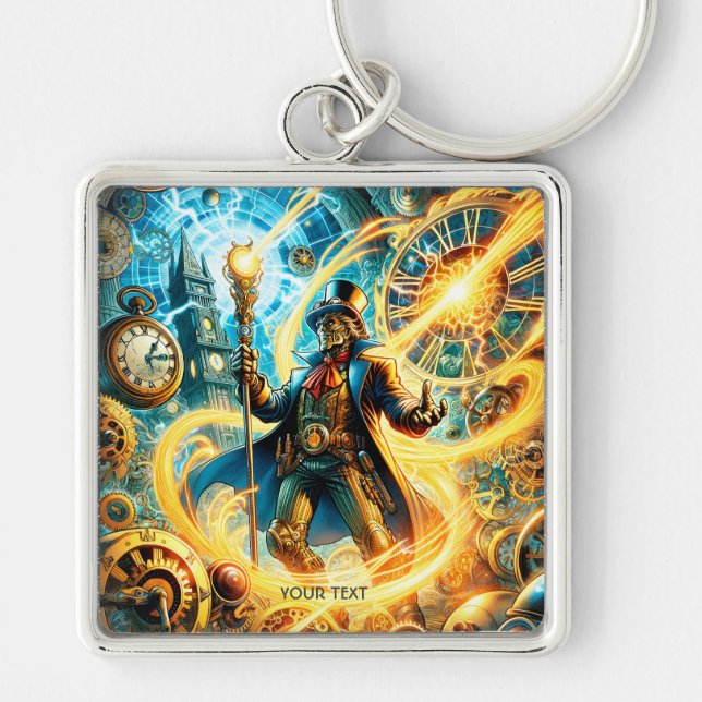 Porte-clés Fantastique Mignon Magicien du Temps Steampunk (Devant)