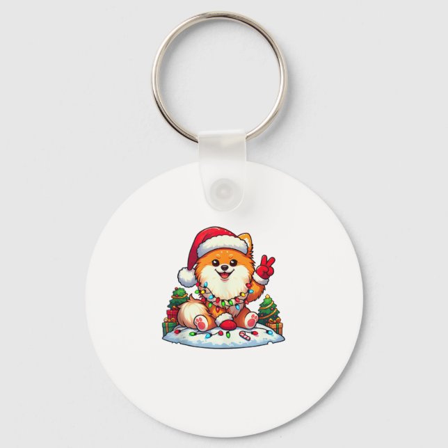 Porte-clés Fantastique Paix Main Poméranienne lumières de Noë (Recto)