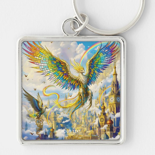 Porte-clés Fantastique ville de griffon Steampunk mignon (Devant)
