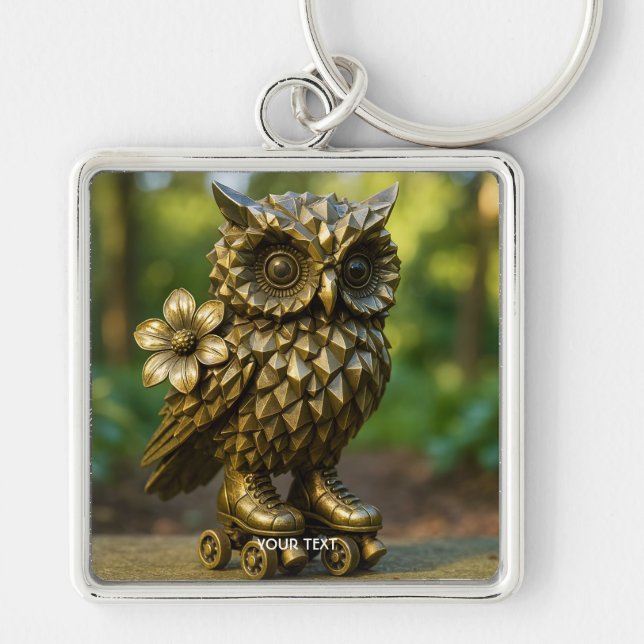 Porte-clés Fantasy Cute Brass Owl Skates (Devant)