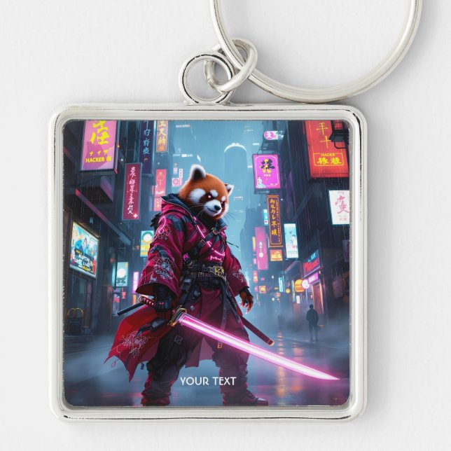 Porte-clés Fantasy Cute Samurai Red Panda (Devant)