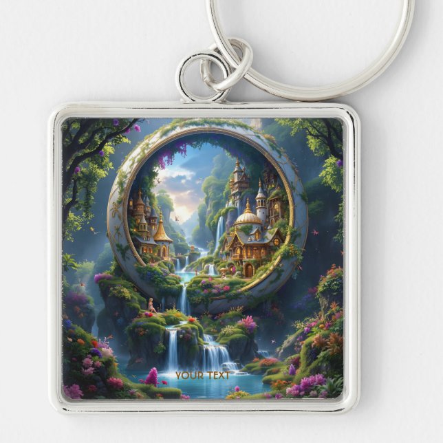 Porte-clés Fantasy Cute Village Tiny City  . Perfect As A Bir (Devant)