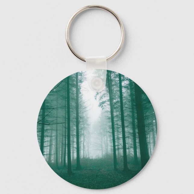 Porte-clés Fantasy forest with fog in Green (Recto)