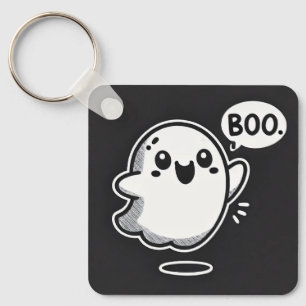 Porte-clés Fantôme de dessin animé mignon disant Boo