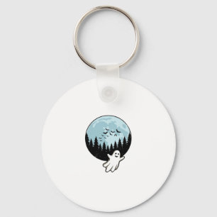 Porte-clés Fantôme d'Halloween Forêt Sombre Lune Vintage_1