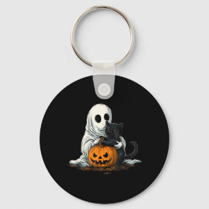 Porte-clés Fantôme Drôle Avec Chat Noir Et Citrouille Jack O