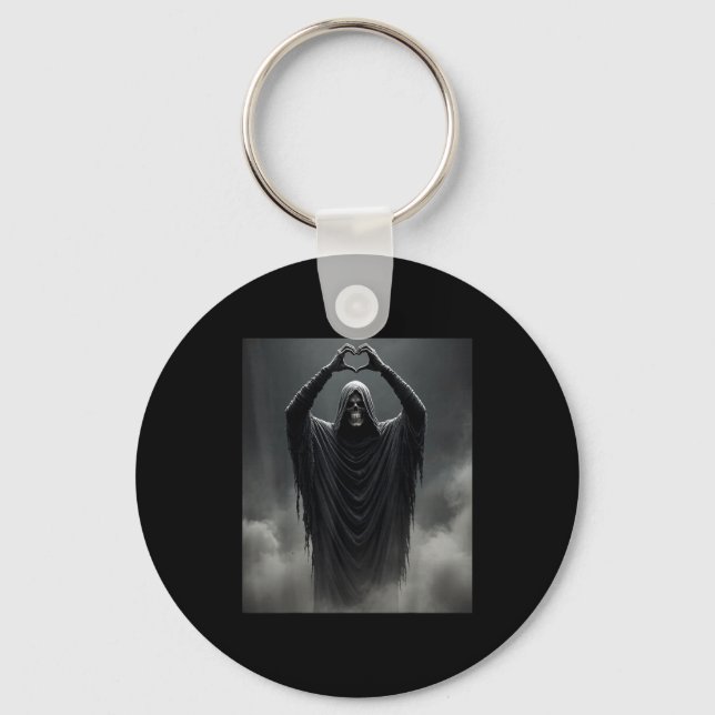 Porte-clés Fantôme drôle coeur mains visage effrayant hallowe (Recto)