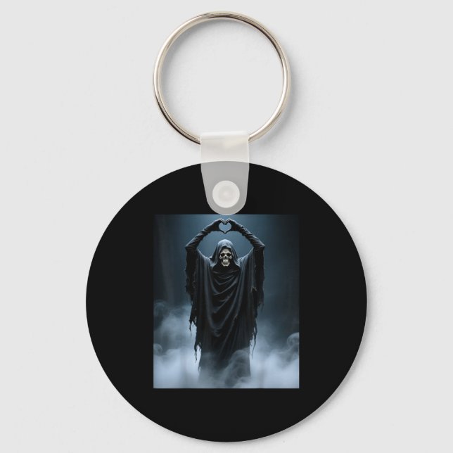 Porte-clés Fantôme drôle coeur mains visage effrayant hallowe (Recto)
