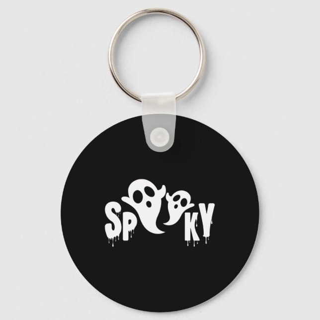 Porte-clés Fantôme éffrayant - Design Halloween (Recto)