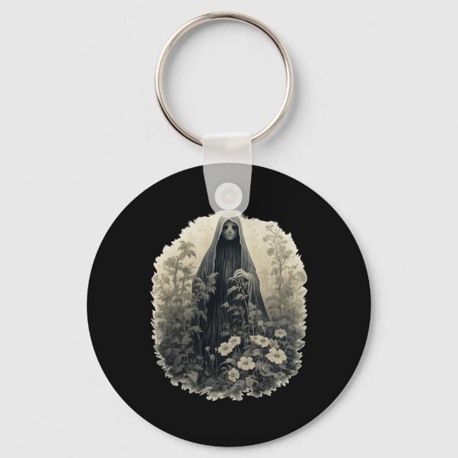 Porte-clés Fantôme Gothique Dans La Forêt Fantôme Floral Vint (Recto)