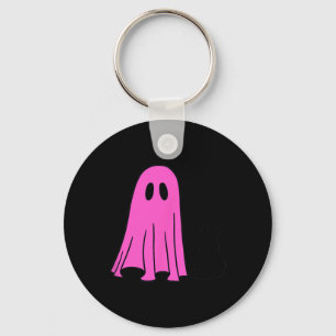 Porte-clés Fantôme rose et chat noir Halloween automne