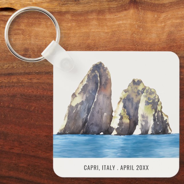 Porte-clés Faraglioni Rocks Capri Italie Aquarelle Voyage (Recto)