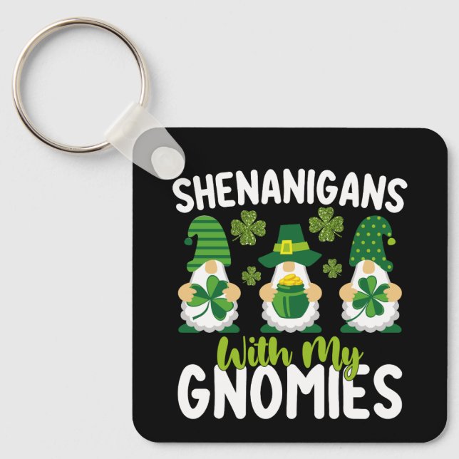 Porte-clés Farces Avec Mes Gnomes Gnome St Patrick's Day (Recto)