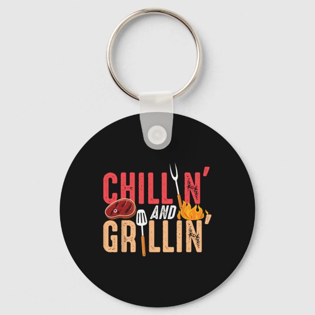 Porte-clés Farniente et grillades Fête de barbecue  (Recto)