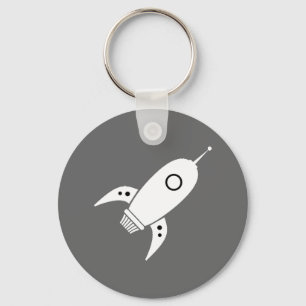 Porte-clés Fat Retro Rocket Ship Blanc