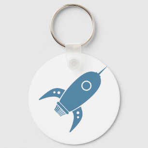 Porte-clés Fat Retro Rocket Ship Blue