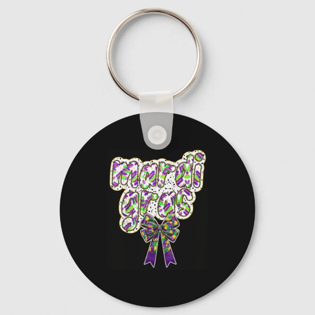 Porte-clés Fat Tuesday Mardi Gras Coquette Bow Kids Girls Wom (Recto)