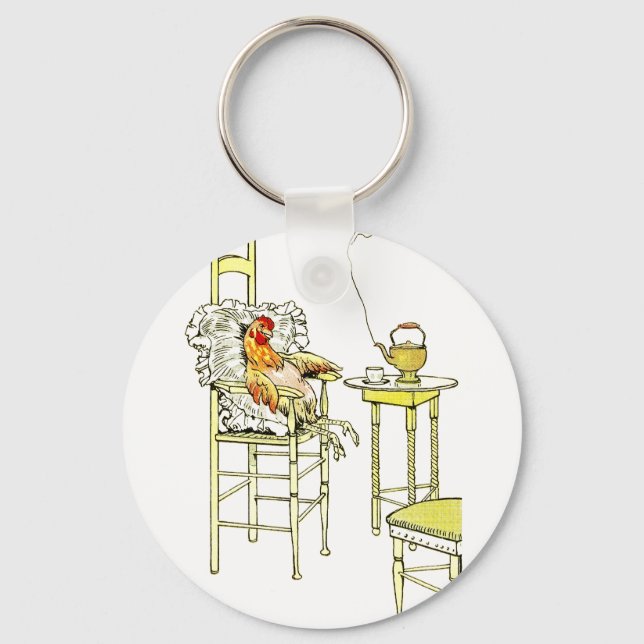 Porte-clés Fatigué Hen Avoir une Cuppa (Recto)