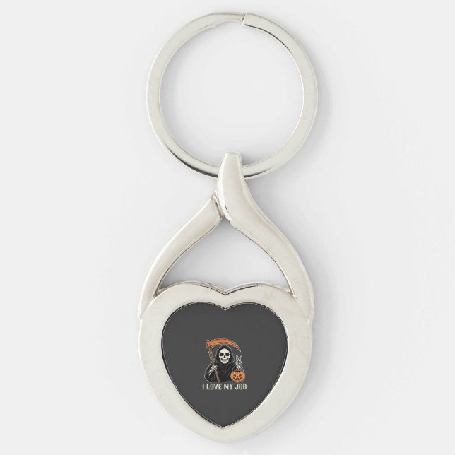 Porte-clés Faucheur J'aime Mon Travail Design Halloween (Devant)