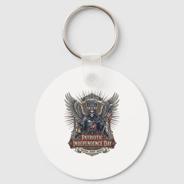 Porte-clés Faucheuse Chrome Patriotique Squelette & Re (Recto)