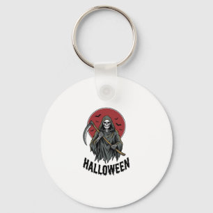 Porte-clés Faucheuse Halloween Gravure Vintage Art_1