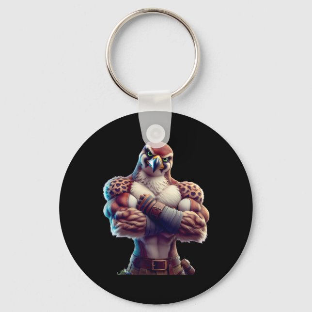 Porte-clés Faucon Flexing ventilateur Lover Bodybuilding Gym  (Recto)