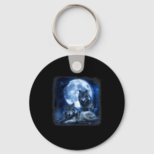 Porte-clés Faune loup hurle lune forêt nature sauvage