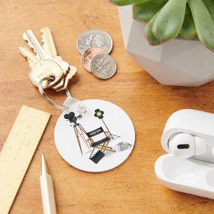 Porte-clés Fauteuil de réalisateur de cinéma et ensemble de c
