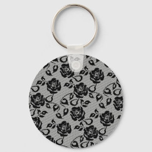 Porte-clés Faux Black Lace Rose Porte - clé de pêche