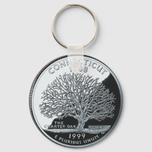 Porte-clés Faux Connecticut State Quarter Charter Oak Tree