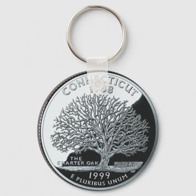 Porte-clés Faux Connecticut State Quarter Charter Oak Tree (Recto)