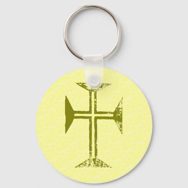 Porte-clés Faux Gold Détruit Look Cross (Recto)