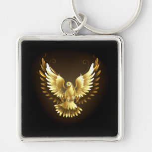 Porte-clés Faux Gold Foil Peace Dove en noir