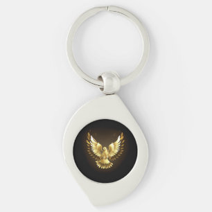Porte-clés Faux Gold Foil Peace Dove en noir