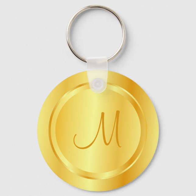 Porte-clés Faux Gold Moderne Monogramme Modèle Élégant (Recto)