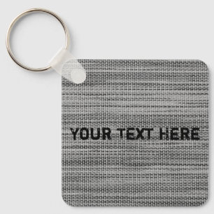 Porte-clés Faux Grey Fabric Porte - clé avec texte personnali