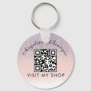 Porte-clés Faux Parties scintillant Business QR Code Monogram