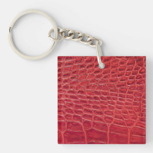 Porte-clés Faux rouge alligator cuir