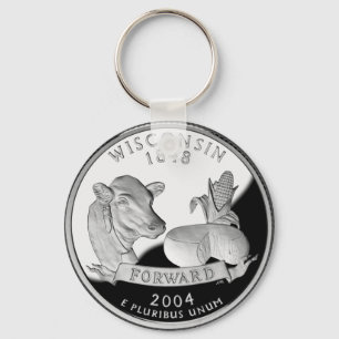 Porte-clés Faux Wisconsin State Quarter Cow Cheese
